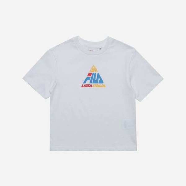 Camisetas Fila Menina Branco - Fila Triangle Crew Neck S/S Outlet Portugal,OSUF-92701